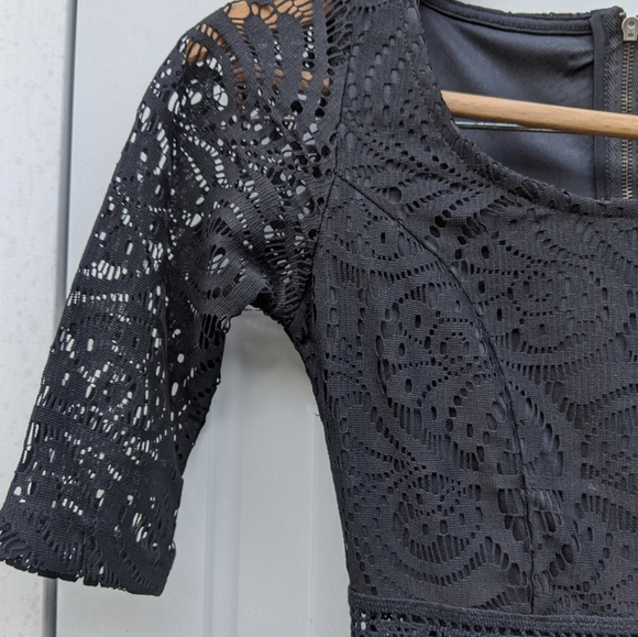 Aqua black lace zip up dress - Picture 16 of 16